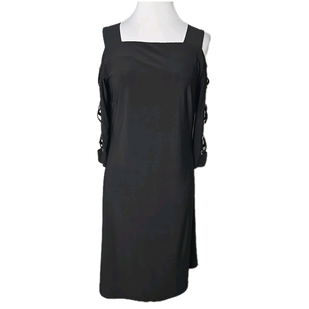 MSK Black Dress Open Shoulder Sheath Size Small S Pullover